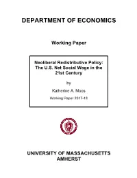 The U.S. Net Social Wage in the 21St Century