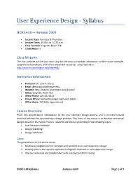 User Experience Design - Syllabus