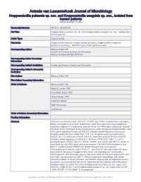 Antonie Van Leeuwenhoek Journal of Microbiology
