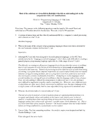 CS 6311 – Programming Languages I – Fall 2006 Assignment #1 (100 Pts) Due: 7:00Pm, Monday 9/25/6