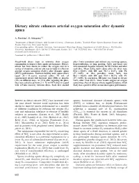Dietary Nitrate Enhances Arterial Oxygen Saturation After Dynamic Apnea