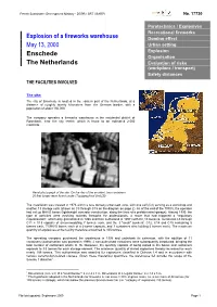 Explosion of a Fireworks Warehouse May 13, 2000 Enschede The