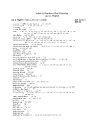 Index to Academy Oral Histories Leo C. Popkin