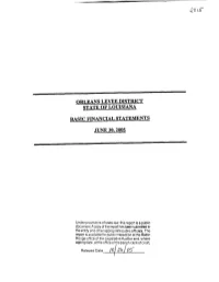 Orleans Levee District State of Louisiana