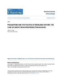 Pragmatism and the Politics of Rewilding Nature: the Case of Grizzly Bear Reintroduction in Idaho