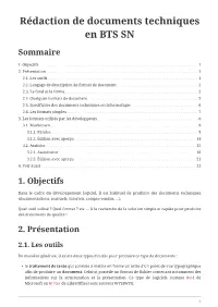 Rédaction De Documents Techniques En BTS SN