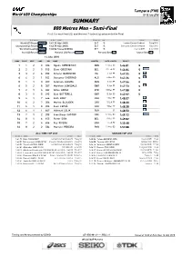 SUMMARY 800 Metres Men - Semi-Final First 3 in Each Heat (Q) and the Next 2 Fastest (Q) Advance to the Final