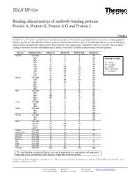 TECH TIP #34 Binding Characteristics of Antibody-Binding Proteins