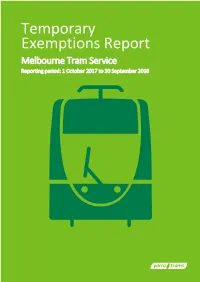 Yarra Trams Temporary Exemptions Report 2018 FINAL