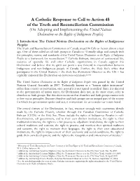 A Catholic Response to Call to Action 48 of the Truth and Reconciliation