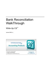 Bank Reconciliation Walkthrough for Write-Up CS