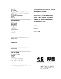 Identification of Pressures and Impacts Arising Frm Strategic Development