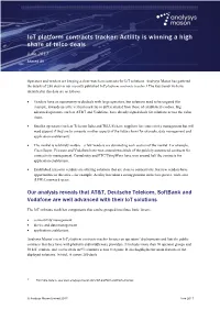 Iot Platform Contracts Tracker: Actility Is Winning a High Share of Telco Deals June 2017 Ahmed Ali