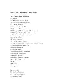 Paper 2 Classical and Neo-Classical Critical Theories