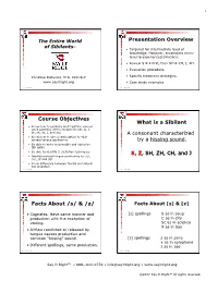Presentation Overview Course Objectives What Is a Sibilant A