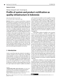 Profile of System and Product Certification As Quality Infrastructure