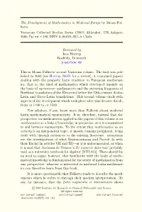 The Development of Mathematics in Medieval Europe by Menso Fol- Kerts Variorum Collected Studies Series CS811