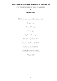 The Doctrine of the Eternal Generation of the Son in The