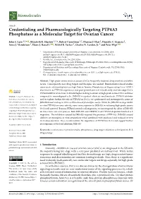 Credentialing and Pharmacologically Targeting PTP4A3 Phosphatase As a Molecular Target for Ovarian Cancer