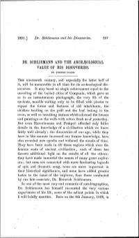 DR. SCHLIEMANN and the Archieological VALUE of HIS DISCOVERIES