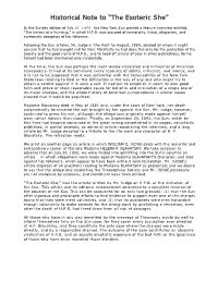 Historical Note to the Esoteric