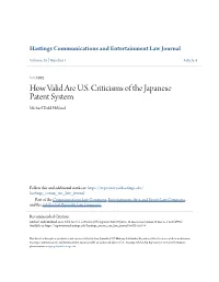 How Valid Are U.S. Criticisms of the Japanese Patent System Michael Todd Helfand