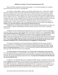 MVRHS Honors English 11 Summer Reading Assignment 2019 Please