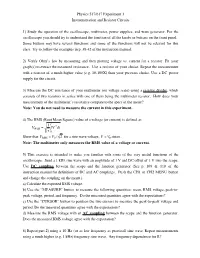 Physics 517/617 Experiment 1 Instrumentation and Resistor Circuits