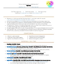 Resume of Rajiv Pant, Executive Summary Version (PDF)