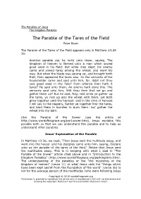 The Parable of the Tares of the Field Peter Ditzel