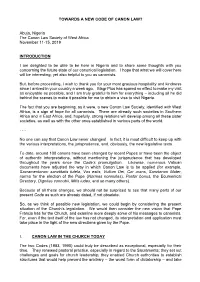 Towards a New Code of Canon Law?