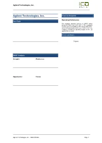 Agilent Technologies, Inc