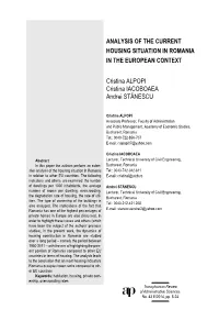 Analysis of the Current Housing Situation in Romania in the European Context
