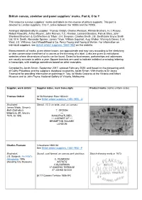British Canvas, Stretcher and Panel Suppliers' Marks. Part 6, O to Y