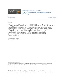 Design and Synthesis of FRET-Based Boronic Acid Receptors to Detect Carbohydrate Clustering and Development of Diacylglycerol-Ba