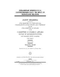 Extraordinary Rendition in U.S. Counterterrorism Policy: the Impact on Transatlantic Relations
