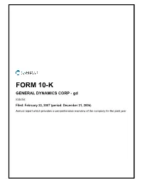 Form 10-K General Dynamics Corp