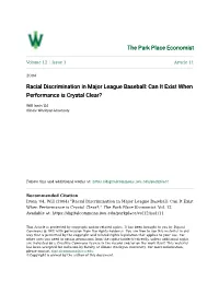 Racial Discrimination in Major League Baseball: Can It Exist When Performance Is Crystal Clear?