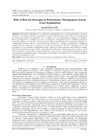 Role of Reward Strategies in Performance Management System of an Organization