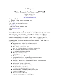 Wireless Communications Symposium, ICNC 2015