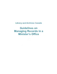 Guidelines on Managing Records in a Minister's Office