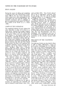 Notes on the Taxonomy of Vultures