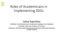 Roles of Academicians in Implementing Sdgs