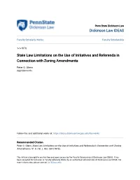 State Law Limitations on the Use of Initiatives and Referenda in Connection with Zoning Amendments