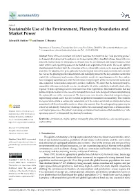 Sustainable Use of the Environment, Planetary Boundaries and Market Power