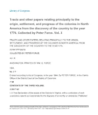 Tracts and Other Papers Relating Principally to the Origin, Settlement