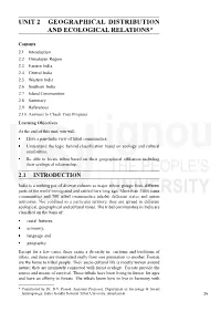 Unit 2 Geographical Distribution And