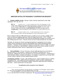 Amateur Satellite Frequency Coordination Request1