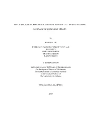 Application of Human Error Theories in Detecting and Preventing