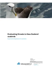 Evaluating Threats to New Zealand Seabirds Report for the Department of Conservation